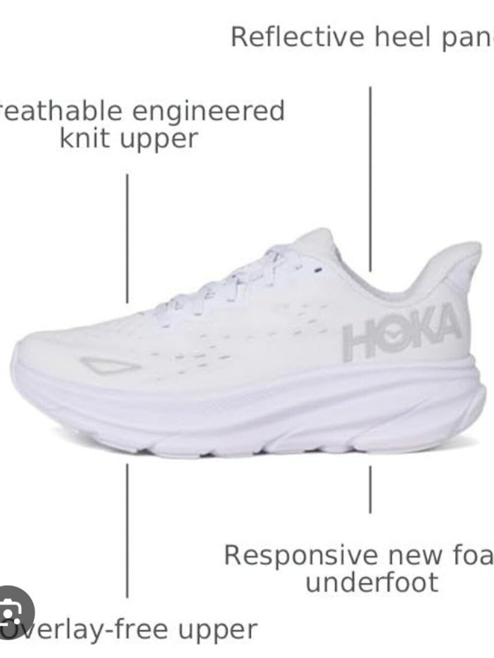 HOKA Clifton 9 One One Women's White Lightweight Running Shoe
